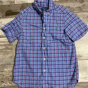 Polo button down boys short sleeve shirt size med 10/12 in excellent condition